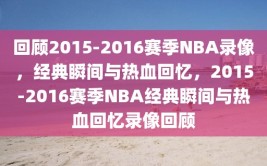 回顾2015-2016赛季NBA录像，经典瞬间与热血回忆，2015-2016赛季NBA经典瞬间与热血回忆录像回顾