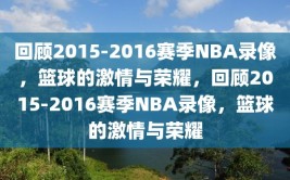 回顾2015-2016赛季NBA录像，篮球的激情与荣耀，回顾2015-2016赛季NBA录像，篮球的激情与荣耀